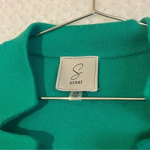 Sioni Open Front Emerald Green Cardigan Rayon Blend Long Sleeves Size XS - Picture 2 of 6